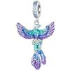 LES FOLIES DI PAOLA GRIECO Charm Fenice Araba risorta dalle ceneri piume multicolor ciondolo pendente in argento 925 - Les Folies per Pandora