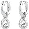 Brosway Orecchini Donna Acciaio Inossidabile con Cristallo Trasparente a Goccia, Chiusura a Farfallina, Stile Classico, 6mm