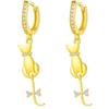 amorili Orecchini Gatto Donna in Acciaio Inox Dorato con Zirconi | Orecchini Gattino Brillanti e Raffinati | Gioiello Elegante per Amanti dei Gatti | Idea Regalo Dolce e Luminoso occ0356