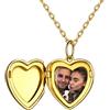 PROSILVER Collane Argento 925 con Foto Dentro Cuore/Rotondo/Ali Di Angelo Argento con Confezione Regalo