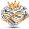Unique Charm Cuore Infinito Reale in Argento 925 con Dettagli Oro e Corona per Pandora