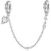 Yashuo Catena di sicurezza a clip per braccialetto Pandora, in argento Sterling, per San Valentino, Halloween, Natale, amore, croce, fiore, catena di sicurezza per donne, 3mm x 10mm, Cristallo