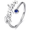LONAGO Anello aperto con nome, in argento Sterling 925, con pietra portafortuna personalizzabile, regalo da donna, Rame, Zirconia cubica