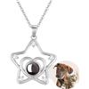 AOiViOZ Collana Personalizzata con Proiezione Foto-Collana Memoria Foto, Ciondolo Stella in Argento 925 con Zirconi Brillanti per Mamma, Fidanzata o Amica Speciale-Argento