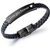 Lam Hub Fong Personalizzata Uomo Bracciali in acciaio inossidabile Incisione Gratuita ID Identità Cuoio PU Bracciale per amicizia regalo per Uomo Papà Figlio