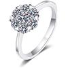 StarGems 0.8ct Moissanite 925 Placcato Platino Argento& Zirconia Circondato Romantica Sei punte Grappolo Squillo B4473-0.8ct-12.75