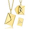 GOLDCHIC Collana Donna Personalizzata con Ciondolo Busta 'Love You' Ti Amo - Oro, Acciaio, Incisione - Collana Busta