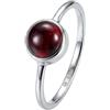 mantraroma Anello da donna in argento con pietra granato rosso semplice e moderno