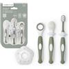 Nuvita 1101 Set Igiene Orale per Bambini - Kit Spazzolino in Silicone con Pulisci Lingua e Anello Anti-Soffocamento, Setole Morbide, BPA Free
