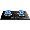 LWZQRVCT Fornello A Gas Portatile 2 Fuochi, Fuoco Alto Temporizzato 5,2KW 9 Cavità, Portapentole In Ghisa In Vetro Nero Indipendente, For Cucina Domestica Con Protezione Spegnimento(NG)