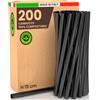 Baciato Caffè 200 Cannucce Larghe Jumbo Colore Nero 15 cm x 8 mm - 100% Rigide Ecologiche Biodegradabili Compostabili e Riutilizzabili Made in Italy - Ideali per Bevande Cocktail Drink Eventi e Feste