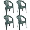 BuyStar Sedia Verde con Braccioli | 4 Pezzi | Poltroncina in Plastica Impilabile da Giardino Garden Bar Interno Esterno Campeggio Balcone Pizzeria