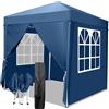 LEADZM Gazebo 2x2m Pieghevole con 4 Pareti Laterali, Tenda da Giardino Regolabile in Altezza Impermeabile UV 50+ Antivento con Borsa da Trasporto,Blu