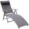 Outsunny Lettino Sedia a Sdraio da Giardino Pieghevole con Cuscino, Schienale con 7 Reclinazioni, 137x63.5x100.5cm, Grigio