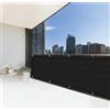 Home Tresor Frangivisto Telo Copribalcone da Esterno Tinta Unita 90 x 500 Cm HDPE UV Frangivento Schermo Privacy Terrazzo Ombra Recinzione Copri Ringhiera Balconi Antipioggia con Occhielli (Nero)