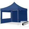 TOOLPORT Gazebo Pieghevole Giardino 3x3m - 2 Laterali Alluminio Telo Idrorepellente Padiglione Mercati Sagre Blu