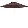 Outsunny Ombrellone da Giardino 2.5x2.3m, Ombrellone Parasole a 6 Stecche in Legno e Poliestere, Marrone