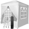 LEADZM Gazebo 2x2m Pieghevole con 4 Pareti Laterali, Tenda da Giardino Regolabile in Altezza Impermeabile UV 50+ Antivento con Borsa da Trasporto,Bianco