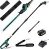 TLGREEN Sega e Tagliasiepi ad Asta a Batteria 2 in 1, 24cm Potatore Elettrico, 45cm Tagliasiepi Telescopico, Batteria 20V 4Ah e Caricabatterie, Brushless Motor, Testa Inclinabile, incl. Tracolla