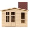 TIMBELA Casetta da giardino 6m2-332x222xA232 cm - Casetta in legno da giardino - Capanno in legno - Studio giardino - con tegole bituminose rosse - TIMBELA M334FB+H334FBRED