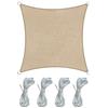 Rebecca Mobili Parasole Tenda Ombreggiante Da Esterno Quadrata Beige Polietilene Stabilizzato Uv Con Corde Terrazza 3,6x3,6 mt (Cod. RE6337)