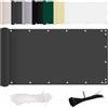 MENGH Frangivista per Balcone 50x350cm Antracite,160g/m² Protezione della Privacy Frangivento in Polyester,Impermeabile,Anti-UV con Fascette