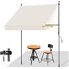 HOMEDEMO Tenda da Sole a Morsetto con manovella regolabile, tende per esterno senza foratura, Altezza e Bracci Regolabile, Impermeabile e Anti-UV, per Balcone e Terrazzo, 200cm x (120-150) cm Beige