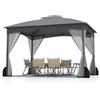 COSTWAY Gazebo da Giardino 3 x 3,6 m, Gazebo con Zanzariera a Doppia Copertura con Sacchetti di Sabbia e Picchetti a Terra, Tenda Impermeabile con Struttura in Metallo per Prato (Grigio)