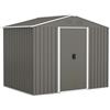 Outsunny Casetta da Giardino 3.6m² in Acciaio Zincato con Prese d'Aria, Capanno da Giardino con Tetto Inclinato, Doppie Porte Scorrevoli Bloccabili, Capanno Porta Attrezzi, 236x174x190cm, Grigio
