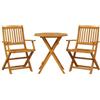 vidaXL Set Bistrò Pieghevole 3pz in Legno Massello di Acacia, Set da bistrot, Set bistrò da Esterno, Set Mobile da Giardino, Set bistrò da Giardino