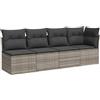 vidaXL Divano da Giardino con Cuscini 4 Posti Grigio in Polyrattan