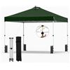 COSTWAY Gazebo Pieghevole Pop-up da 3 x 3 m, Gazebo da Giardino Impermeabile con Blocco Centrale, Borsa da Trasporto, Sacchi di Sabbia e Picchetti, Regolabile in Altezza (Verde Scuro)