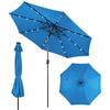 KOMFOTTEU Ombrellone da Giardino 3m, con Luci LED e Manovella, Ombrellone da Balcone Inclinabile Protezione UV, Parasole da Cortile con 8 Osse, per Terrazza, Spiaggia, Piscina (Blu)