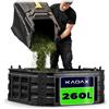 KADAX Modulo di estensione Kadax per il composter del giardino, sistema di compostaggio realizzato in plastica, modulo di compost da giardino resistente alle intemperie con grondaie, modulo con porta (260L)