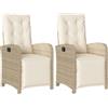 vidaXL Sedie da Giardino Reclinabili 2 pz con Poggiapiedi Polyrattan