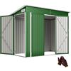 Outsunny Casetta da giardino per esterni 2,7 m², 234x132x185 cm, capanno da giardino in metallo con tripla porta, serratura, tetto inclinato e ventilazione per riporre gli attrezzi, verde