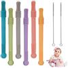 Winmany Tubi da dentizione per neonati, Massaggiagengive silicone Cannucce da dentizione vuote Giocattolo per la dentizione infantile Giocattolo sensoriale da masticare molare con pulizia spazzole per bambini