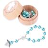 Fukaisu Il Mio Primo Rosario, Regalo per il Battesimo, Scatola Ricordo Battesimo e Braccialetto Rosario con Ali d'Angelo Regalo di Perline Prima Comunione Cattolica per Baby Shower (Azzurro)