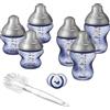 Tommee Tippee Closer to Nature Newborn Baby Bottle Starter Set, Breast-like Teats with Anti-Colic Valve, Blue Narwhal Decoration