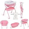 MS BabyWorld - BUBBLE + CUSCINO RIDUTTORE - Vaschetta Bagnetto Ergonomica con Supporto | Fasciatoio Impermeabile Imbottito | Chiusura Compatta | Organizzatore | 4 Ruote con Freni