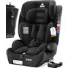KIDIZ® Seggiolino auto con Isofix i-Size R129 da 100 a 150 cm fino a 12 anni, seggiolino auto gruppo 1/2/3, cintura a 5 punti, poggiatesta regolabile in altezza, rialzo per auto, nero