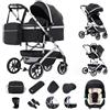 Gcarebb Passeggino 3 in 1 con seggiolino auto, portatile, con un clic, pieghevole, con telaio in alluminio, per neonati da 0 a 4 anni