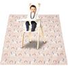 Treer Tappetino Seggiolone Bambini 110cm Tappeto Seggiolone per Protezione Pavimento Impermeabile Antiscivolo e Lavabile con Stampa Creativo, Tappeti Gioco Bambini Pieghevole (Unicorno Rosa)