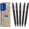 PILOT - Set di 5 FriXion Point Clicker 0,5 - Penna a Sfera a Inchiostro Termosensibile Cancellabile - Nero - Penna Ricaricabile - Punta Fine