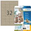 HERMA 10752 - Etichette universali in carta erba, 20 fogli, 48,3 x 33,8 mm, 32 fogli A4, 640 pezzi, autoadesive, stampabili, opache, in carta silphie bianca, colore marrone naturale