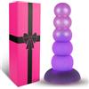 hainuo Plug anale in silicone morbido da 16,5 cm con ventosa, perline colorate rosa e viola, giocattolo unisex per adulti, stimolatore del punto G per donna, massaggiatore prostatico per uomo, Anal Diver