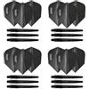 Harrows 4 Set di Freccette in Carbonio 360 e Alette Retina, 12 aste, 12 Alette per Freccette in Totale, Medie e Corte, Nere e Trasparenti (Medium Black)