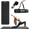 HyperMotion Tappetino Yoga e Fitness NBR 183x61x0,8 cm Nero, Antiscivolo 8 mm, con Cinghia per Trasporto e Stretching, per Yoga, Pilates e Allenamento