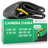 MoovMoov Camera d'Aria per Pneumatici 2.50-10, 2.75-10, 70/100-10, 80/100-10 e 90/70-10 - Mini Moto, Pit Bike, Dirt Bike, Scooter - Valvola Curva - Cerchio 10 pollici