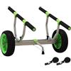 SPORTNOW Carrello di Trasporto per Kayak, Stand-up Paddle, Canoa con Larghezza Regolabile, Grandi Ruote e Telaio in Alluminio - 2 Cinghie in Dotazione Nero Verde